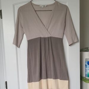 Boden V-Neck Sheath Dress Tan Brown Midi